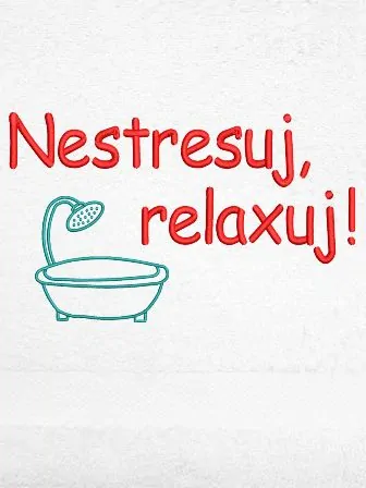 Osuška do sauny vtipná - Nestresuj, relaxuj! vana