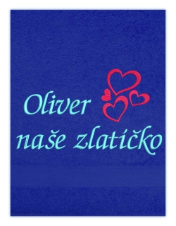 Ručník Valentýn - 4 srdíčka plus vlastní text 3 slova